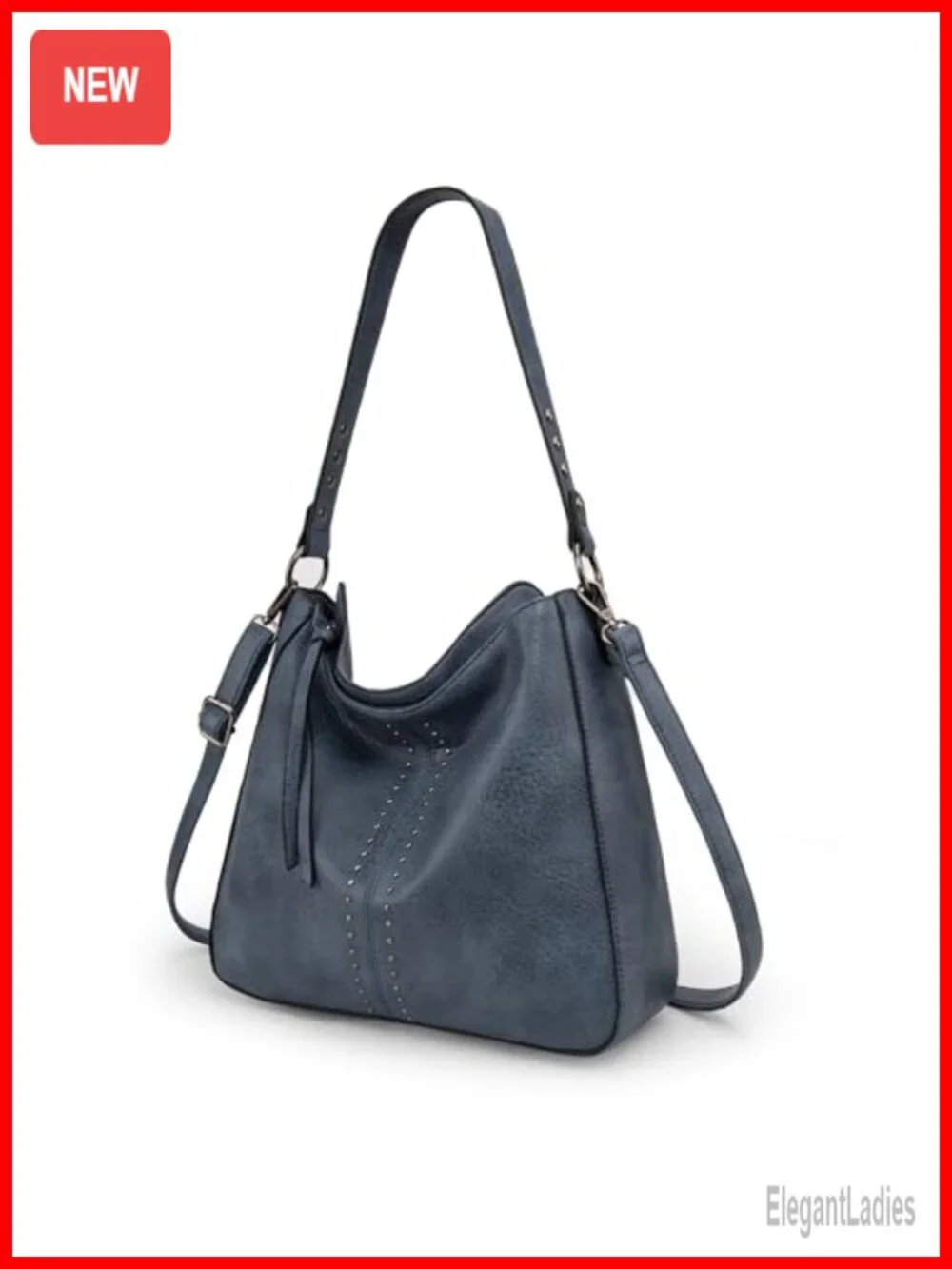 Pebbled Vegan Leather Hobo Bag Crossbody Purse with Stud Accents